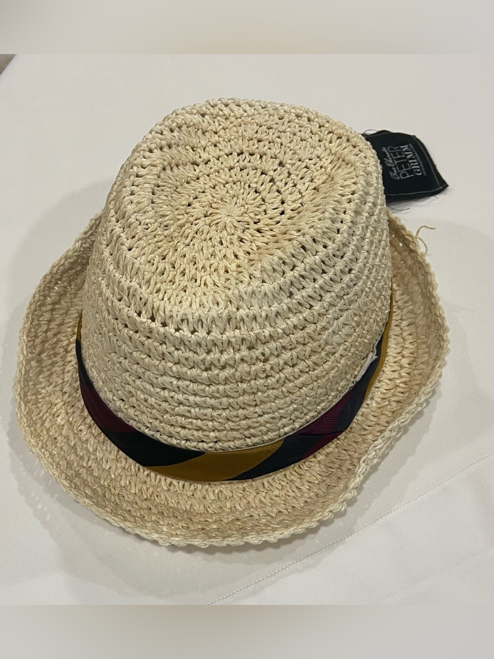 Authentic Peter Grimm Unisex Beige Straw Fedora Hat - Size O/S